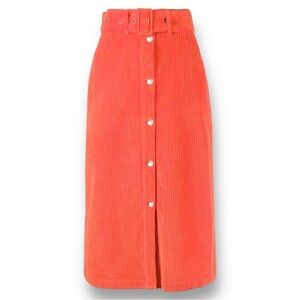 NWT MSGM Corduroy Style Belted Skirt In Orange Size 40 Made In Italy